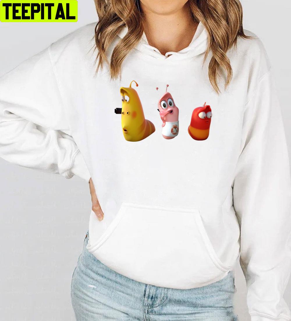 Yellow Pink And Red Larva Cartoon Trending Unisex T-Shirt Yellow Pink And Red Larva Cartoon Trending Unisex T-Shirt