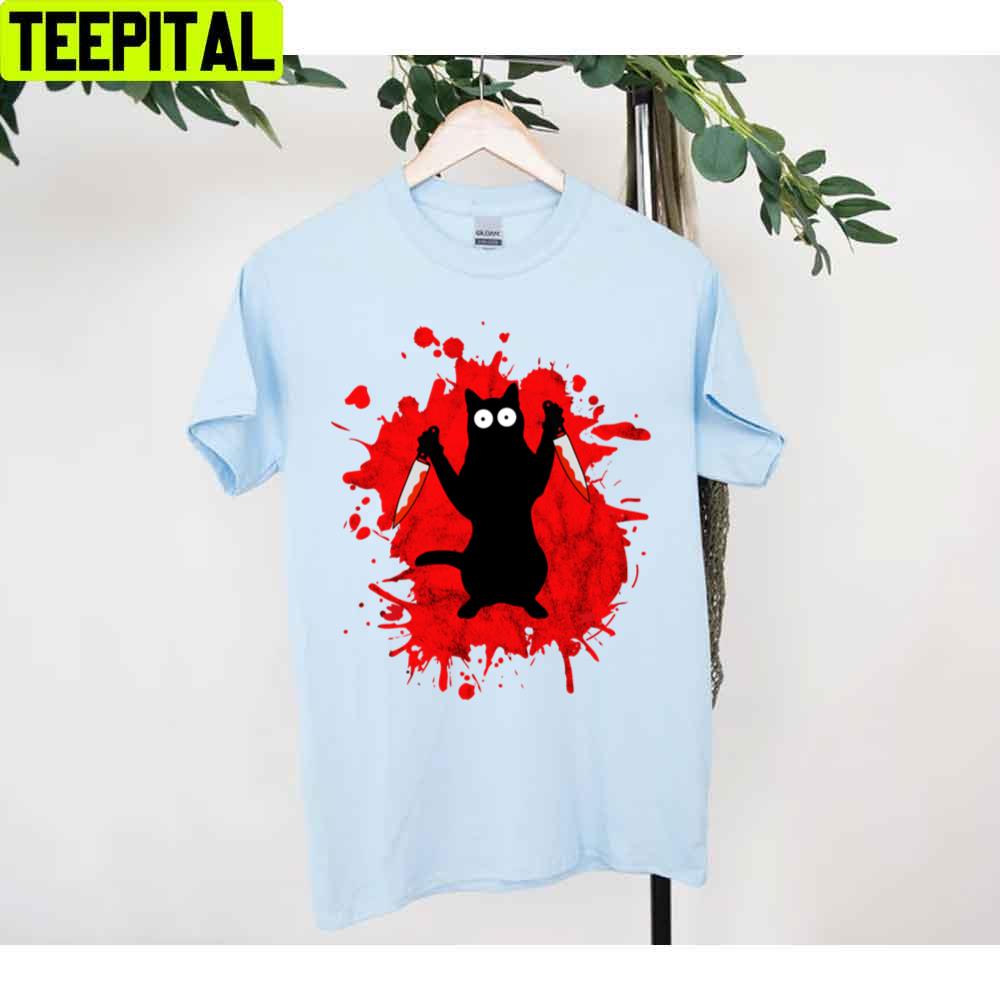 Killer Cat Blood And Horror Design Unisex T-Shirt Killer Cat Blood And Horror Design Unisex T-Shirt