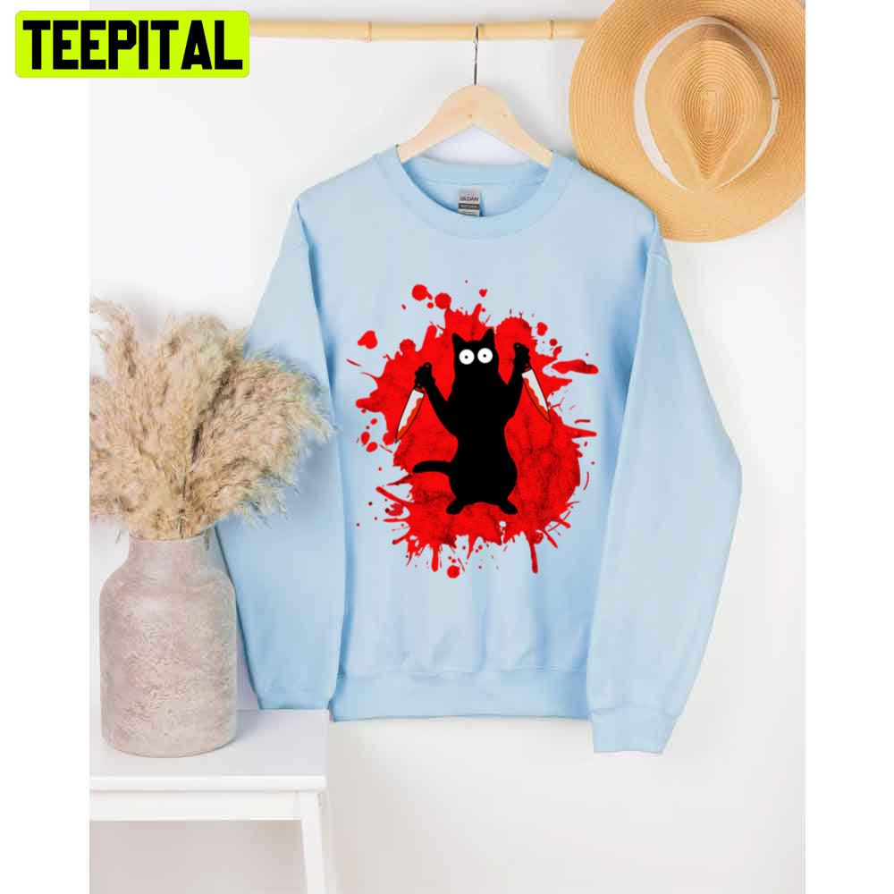 Killer Cat Blood And Horror Design Unisex T-Shirt Killer Cat Blood And Horror Design Unisex T-Shirt