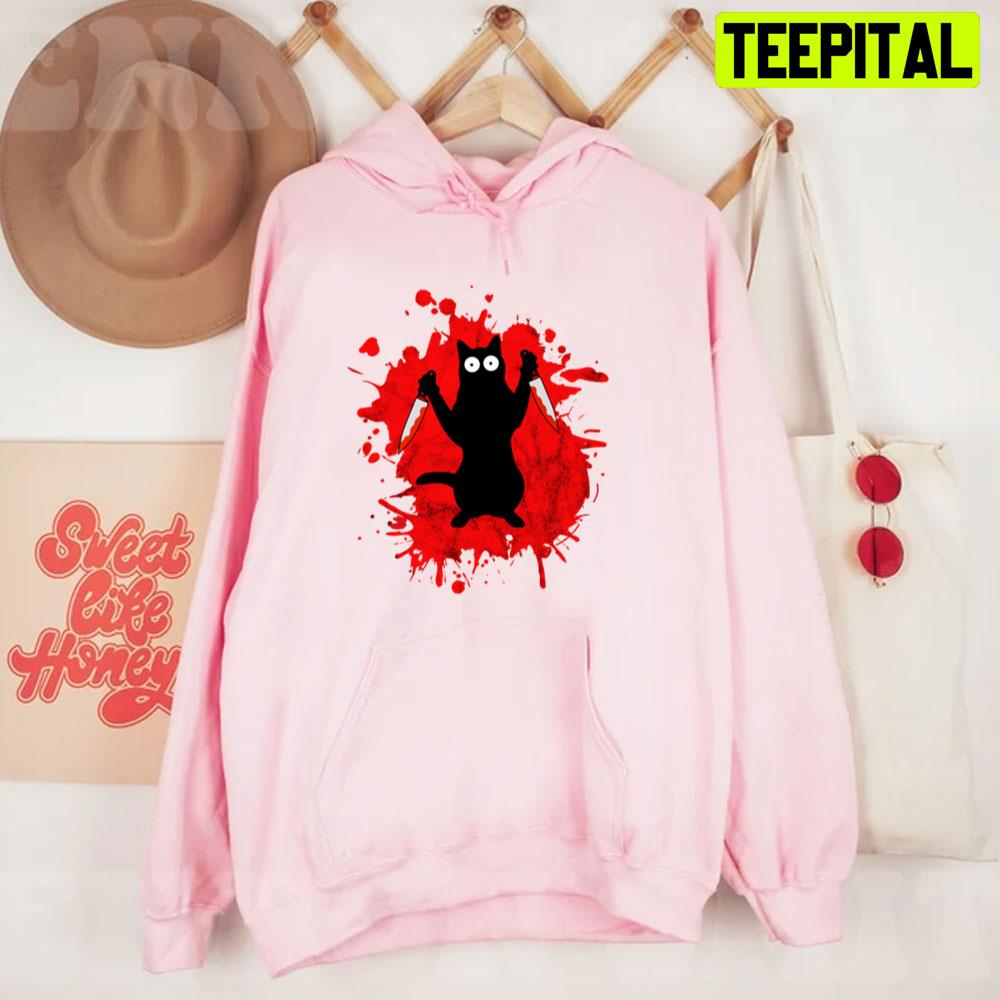 Killer Cat Blood And Horror Design Unisex T-Shirt Killer Cat Blood And Horror Design Unisex T-Shirt