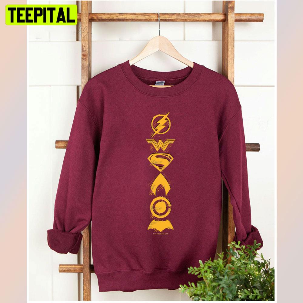 Justice League Stylized Team Symbols Lineup Unisex T-Shirt Justice League Stylized Team Symbols Lineup Unisex T-Shirt