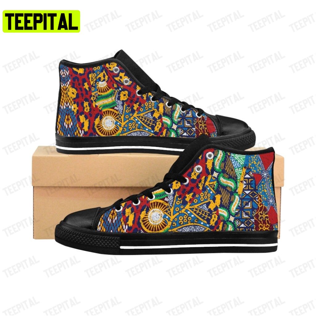 African Fabric And Wild Animal Skins Adults High Top Canvas Shoes African Fabric And Wild Animal Skins Adults High Top Canvas Shoes