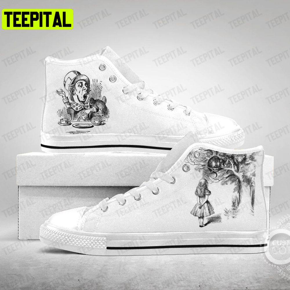 Alice's Adventure In Wonderland Adults High Top Canvas Shoes Alice's Adventure In Wonderland Adults High Top Canvas Shoes