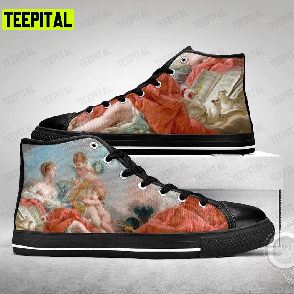 Allegory Of Music Francois Boucher Adults High Top Canvas Shoes Allegory Of Music Francois Boucher Adults High Top Canvas Shoes