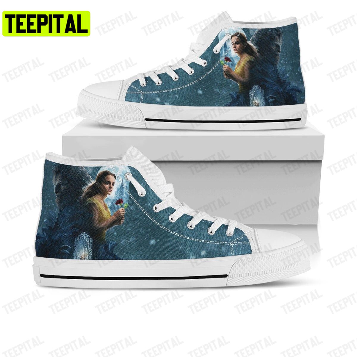 Art Beauty And The Beast Adults High Top Canvas Shoes Art Beauty And The Beast Adults High Top Canvas Shoes