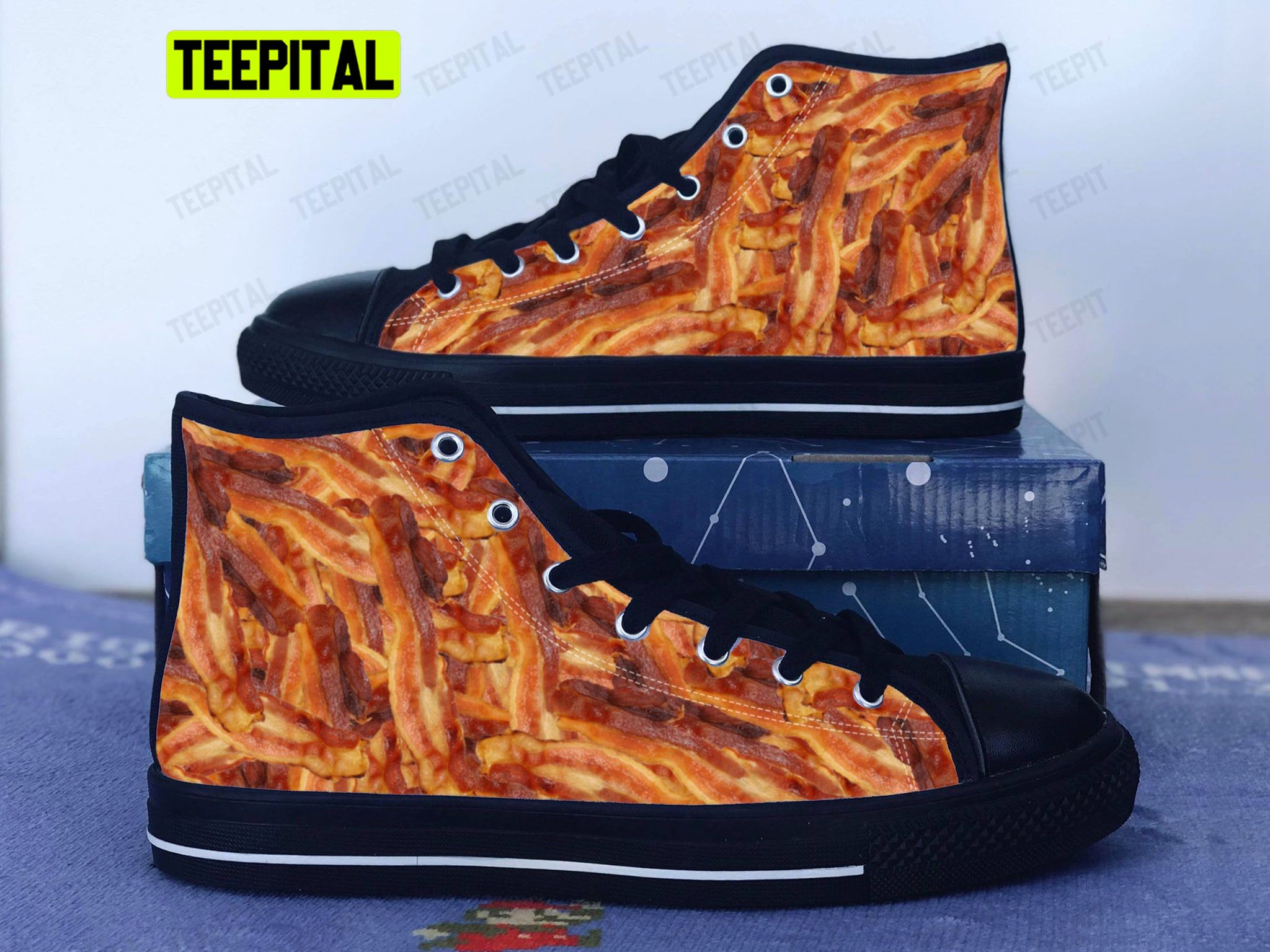 Bacon Adults High Top Canvas Shoes Bacon Adults High Top Canvas Shoes