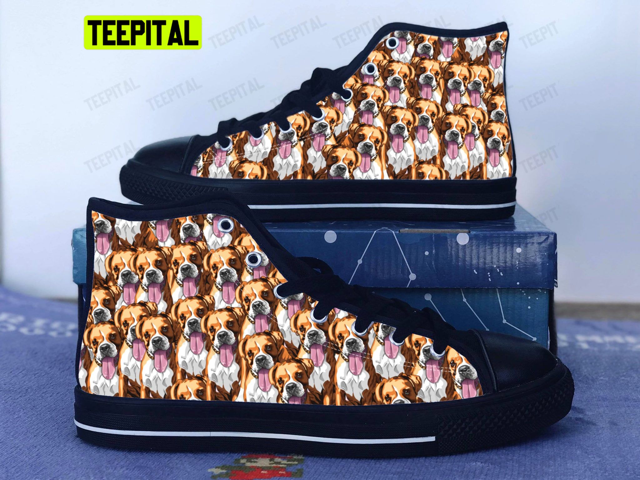 Boxer Dog Adults High Top Canvas Shoes Boxer Dog Adults High Top Canvas Shoes