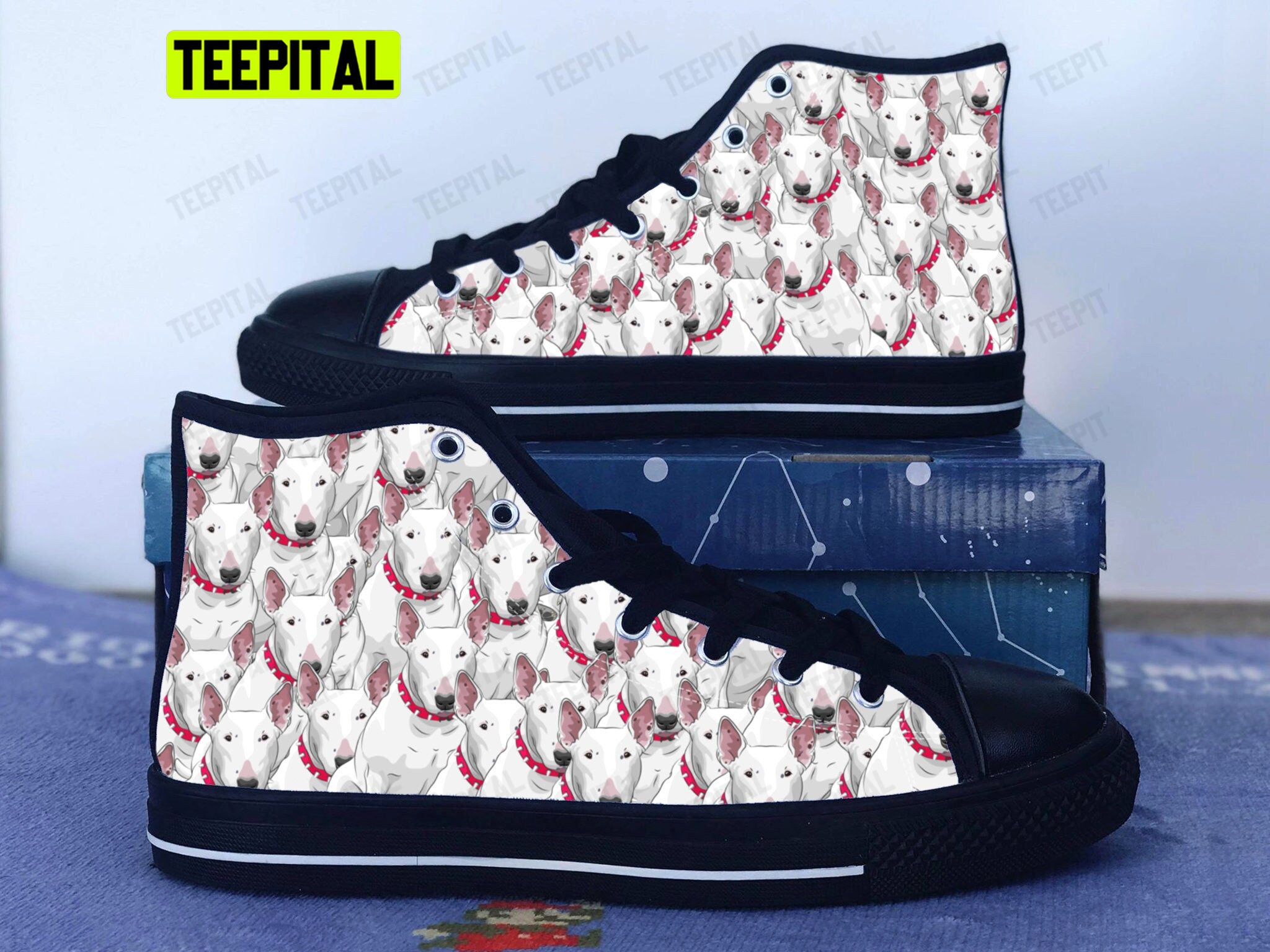 Bull Terrier Adults High Top Canvas Shoes Bull Terrier Adults High Top Canvas Shoes