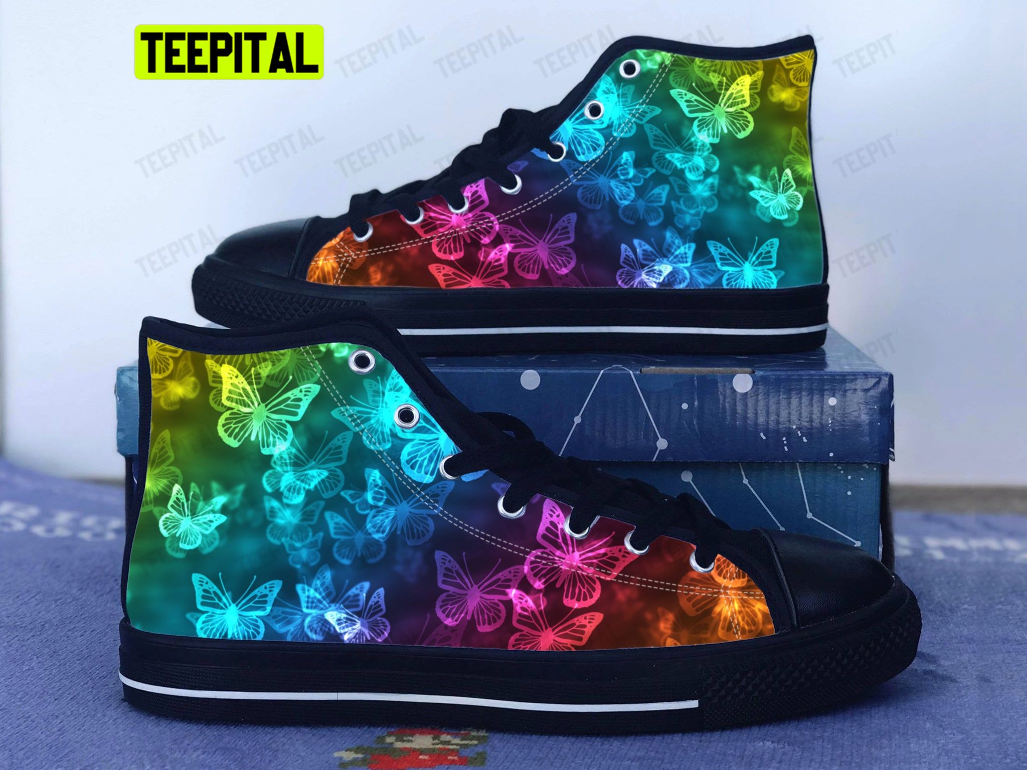 Butterfly Adults High Top Canvas Shoes Butterfly Adults High Top Canvas Shoes