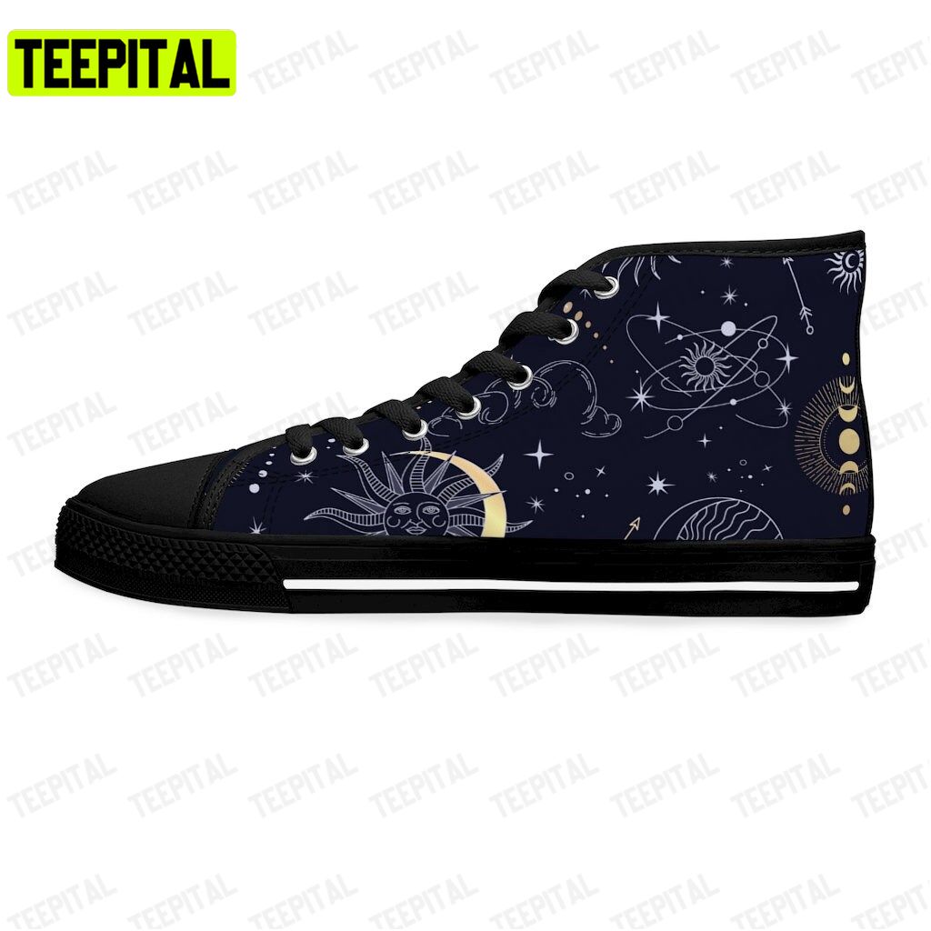 Celestial Mystic Constellations And Stars Alchemy Adults High Top Canvas Shoes Celestial Mystic Constellations And Stars Alchemy Adults High Top Canvas Shoes