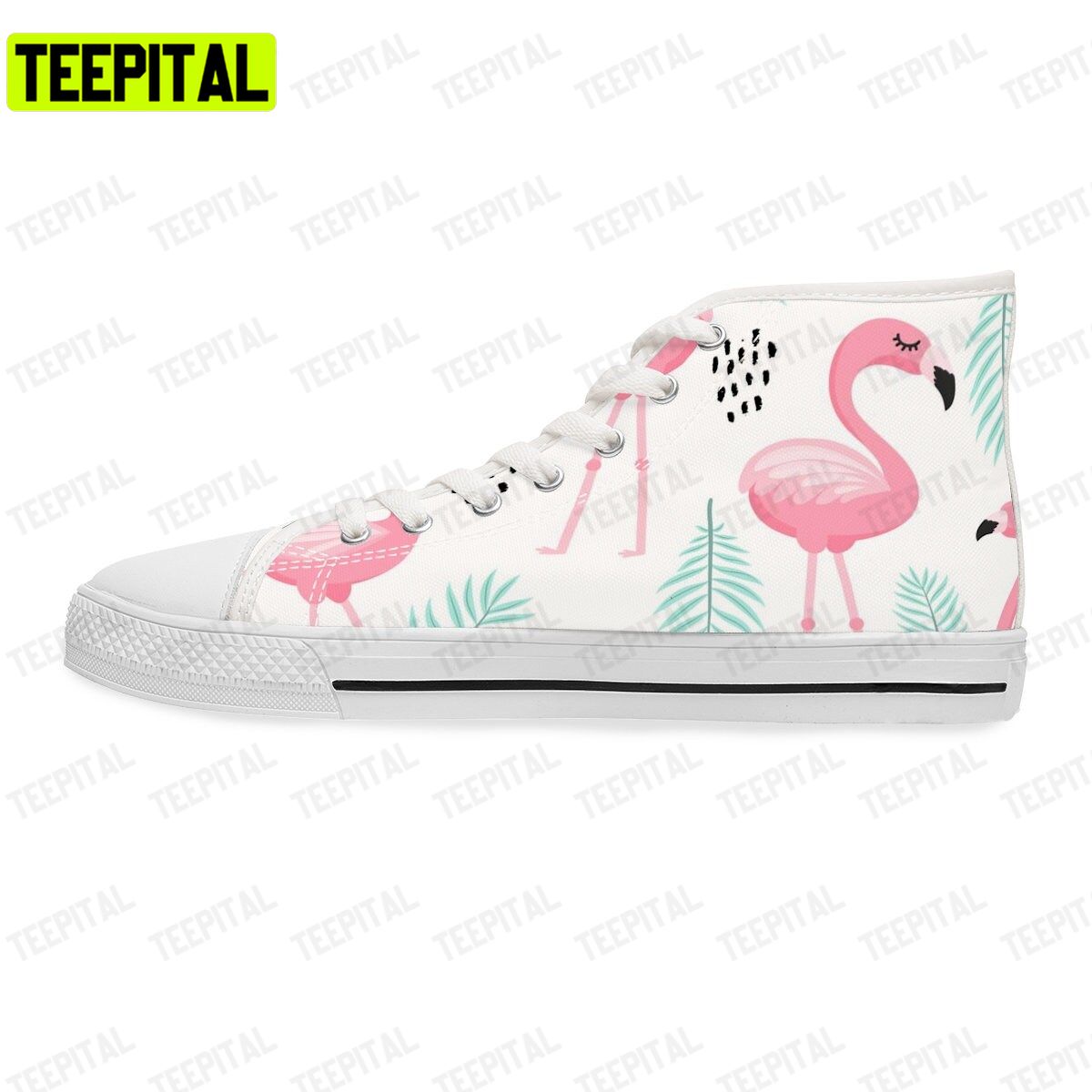 Cute Custom Printed Shoes With Tropical Pink Flamingo Adults High Top Canvas Shoes Cute Custom Printed Shoes With Tropical Pink Flamingo Adults High Top Canvas Shoes