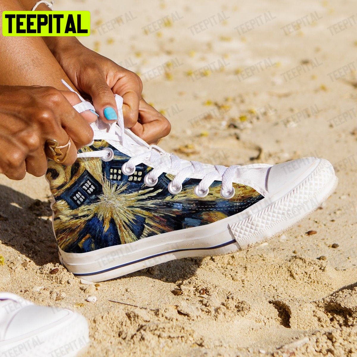 Dr Who Van Gogh Adults High Top Canvas Shoes Dr Who Van Gogh Adults High Top Canvas Shoes