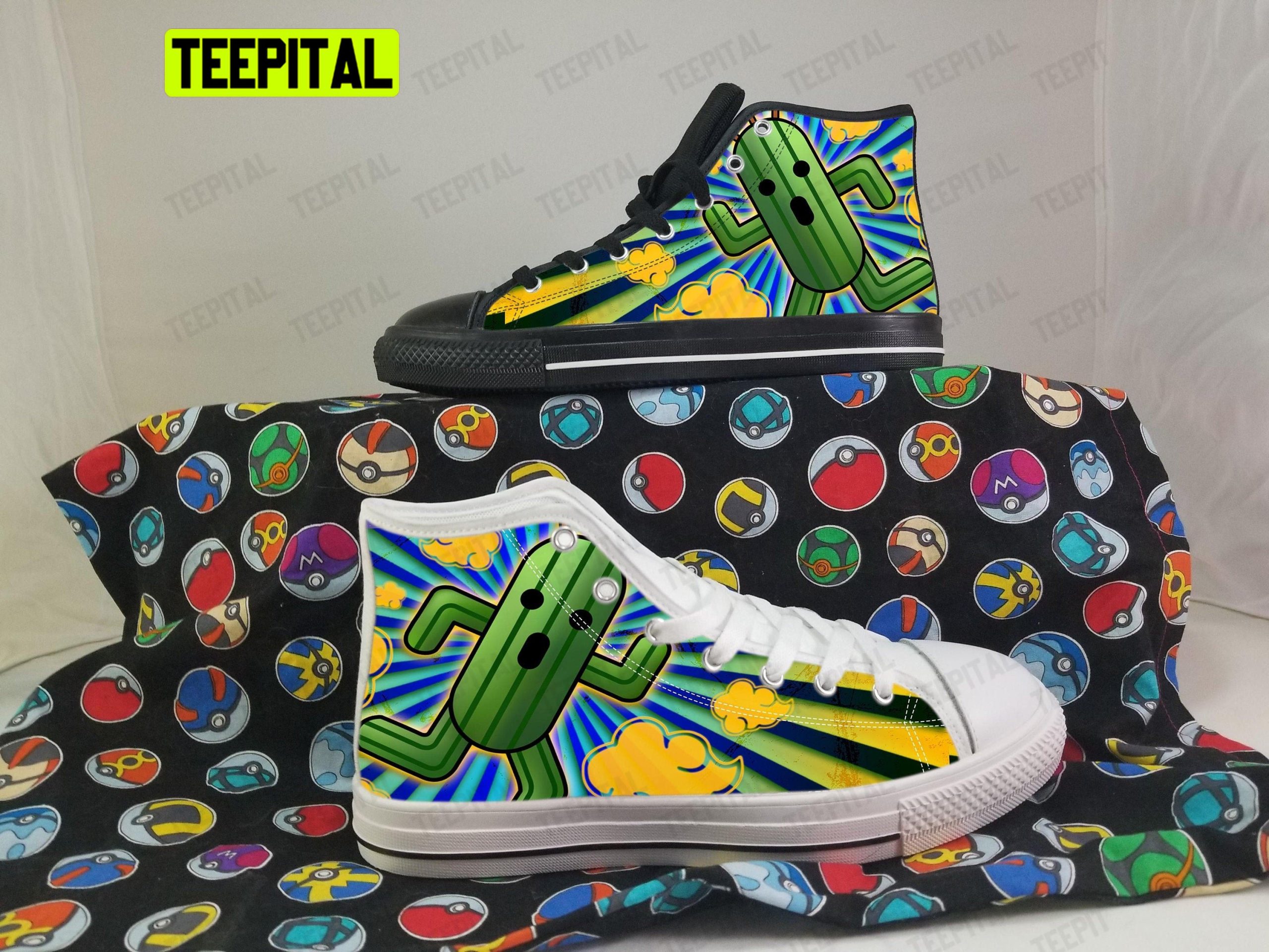Final Fantasy Cactuar Adults High Top Canvas Shoes Final Fantasy Cactuar Adults High Top Canvas Shoes