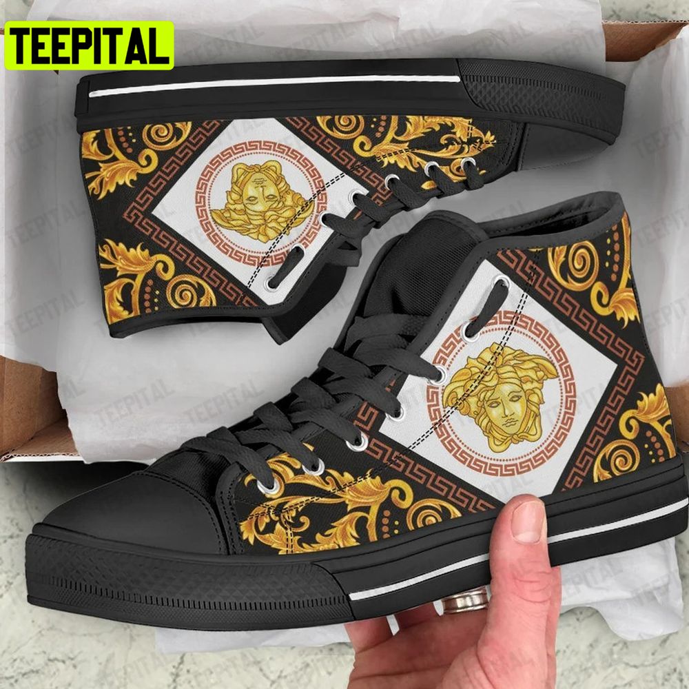 Gianni Versace Black Adults High Top Canvas Shoes Gianni Versace Black Adults High Top Canvas Shoes