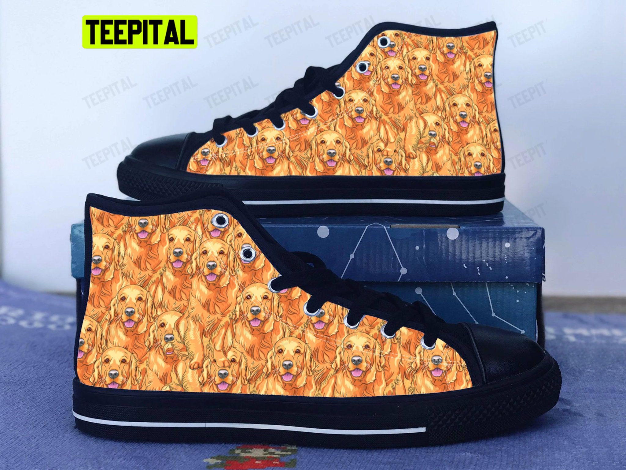 Golden Retriever Adults High Top Canvas Shoes Golden Retriever Adults High Top Canvas Shoes