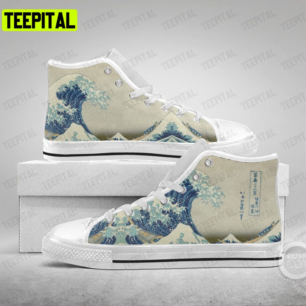 Great Wave Off Kanagawa Adults High Top Canvas Shoes Great Wave Off Kanagawa Adults High Top Canvas Shoes