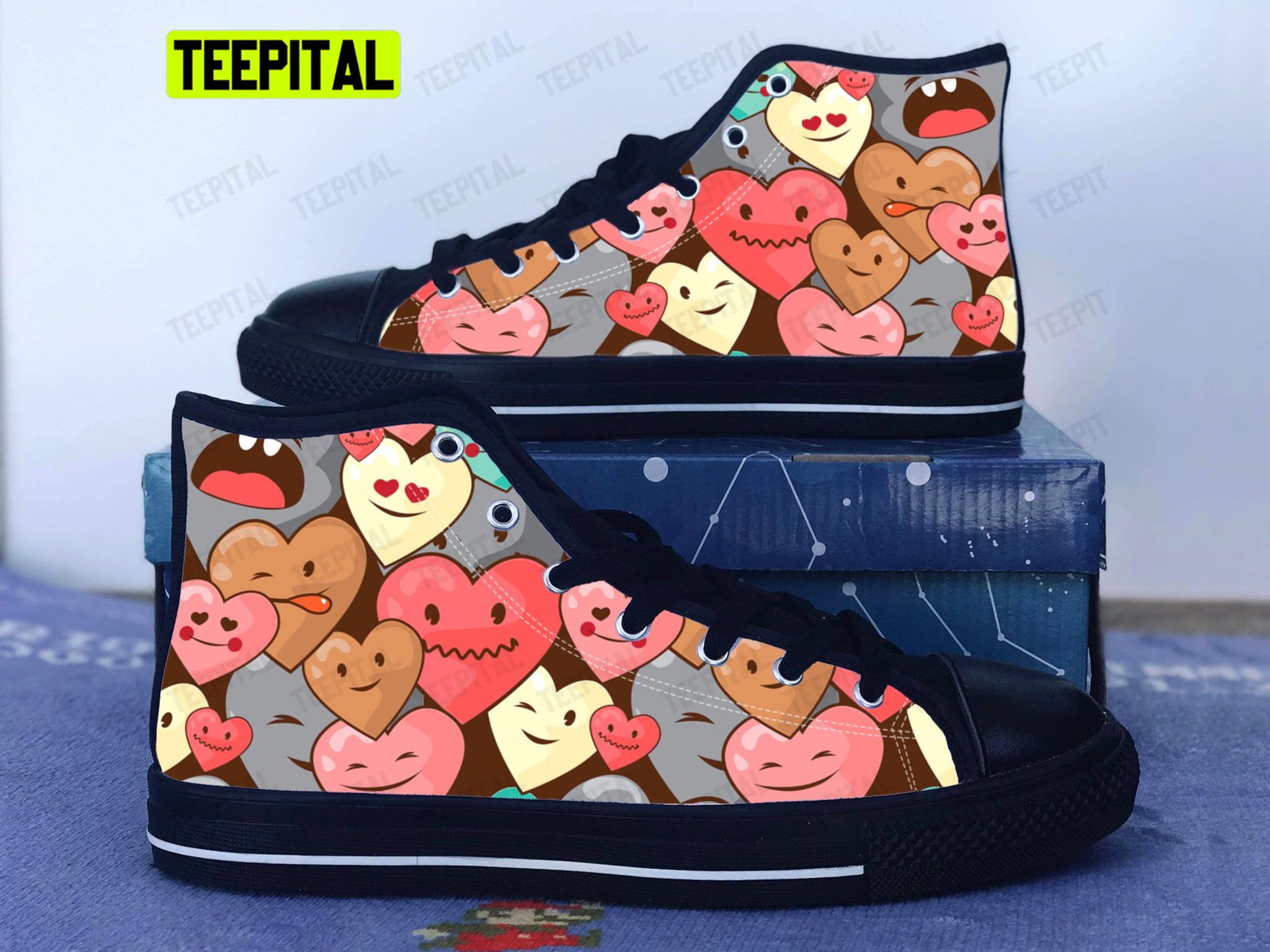 Hearts Love Adults High Top Canvas Shoes Hearts Love Adults High Top Canvas Shoes
