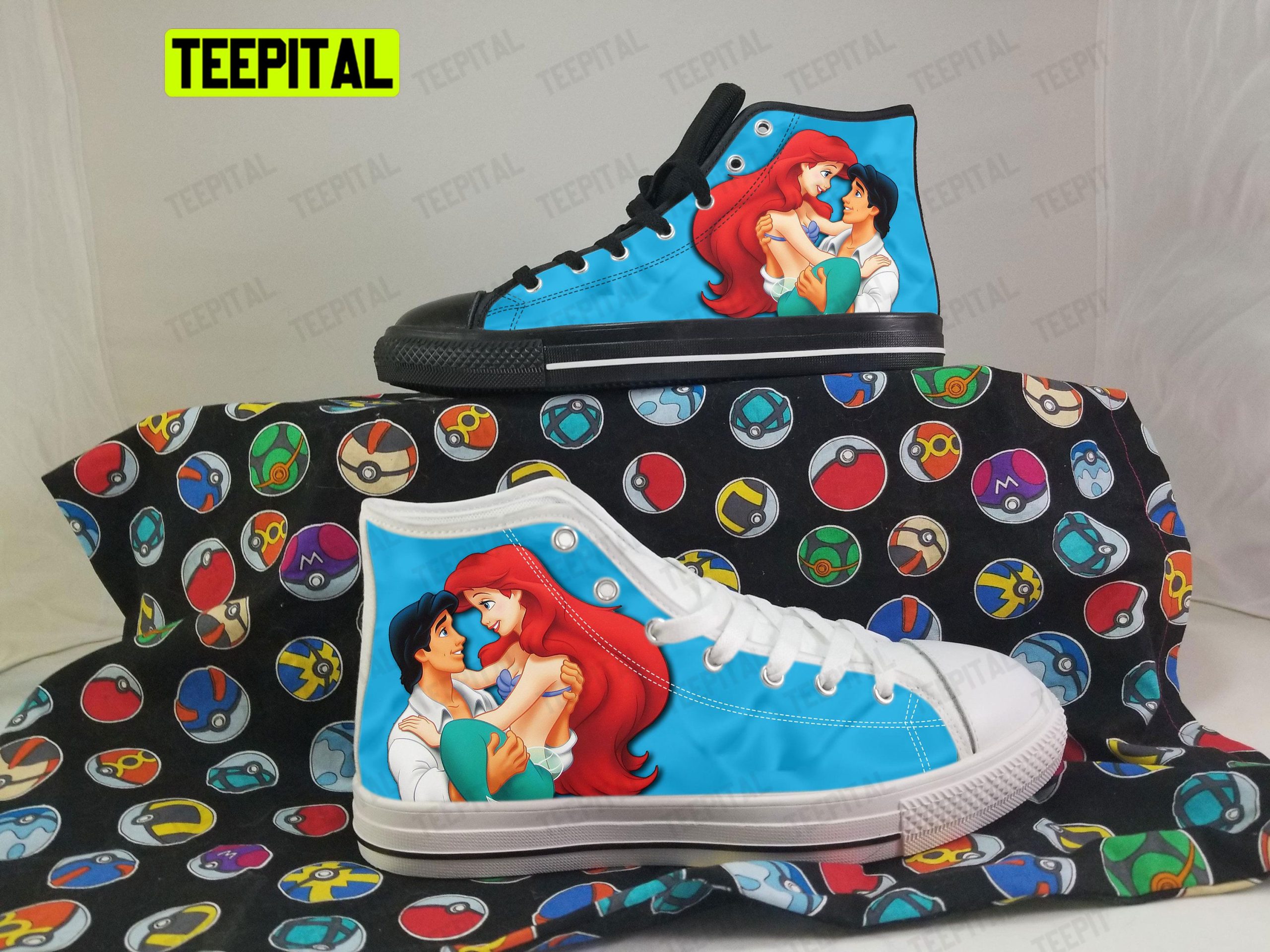 Little Mermaid Adults High Top Canvas Shoes Little Mermaid Adults High Top Canvas Shoes