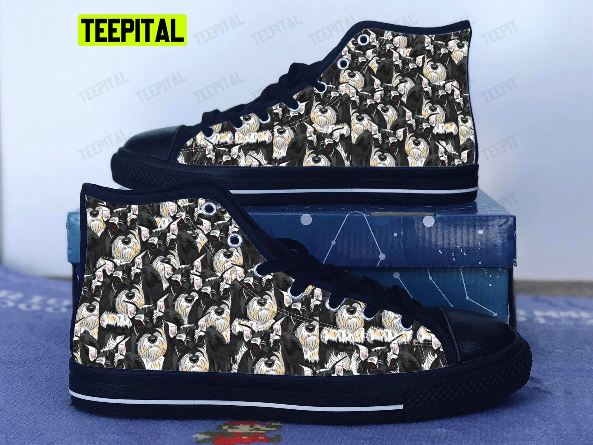 Miniature Schnauzer Adults High Top Canvas Shoes Miniature Schnauzer Adults High Top Canvas Shoes