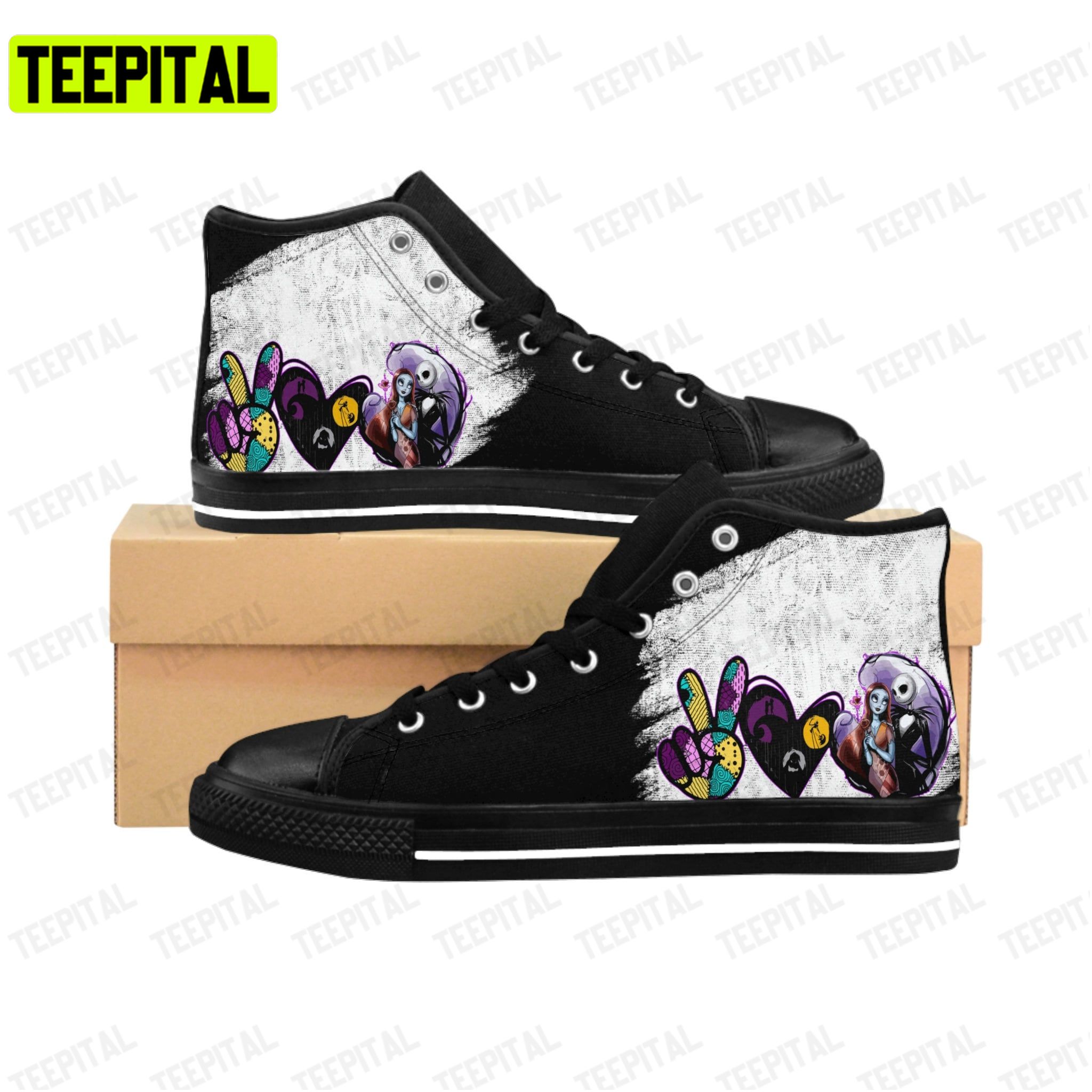 Peace Love Nightmare Adults High Top Canvas Shoes Peace Love Nightmare Adults High Top Canvas Shoes