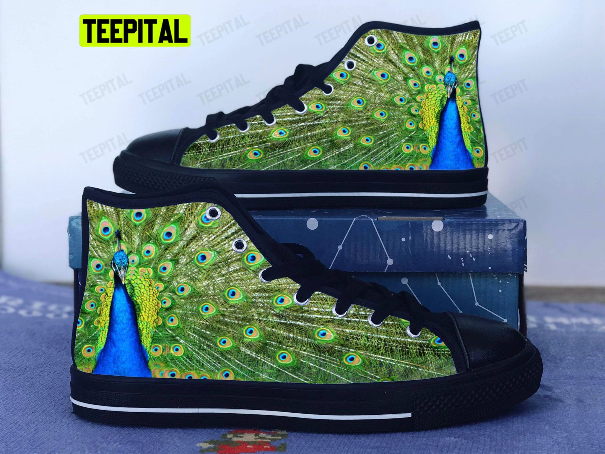 Peacock Peafowl Adults High Top Canvas Shoes Peacock Peafowl Adults High Top Canvas Shoes