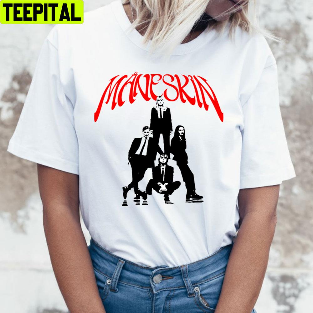 Red Logo With Member Maneskin Unisex T-Shirt Red Logo With Member Maneskin Unisex T-Shirt