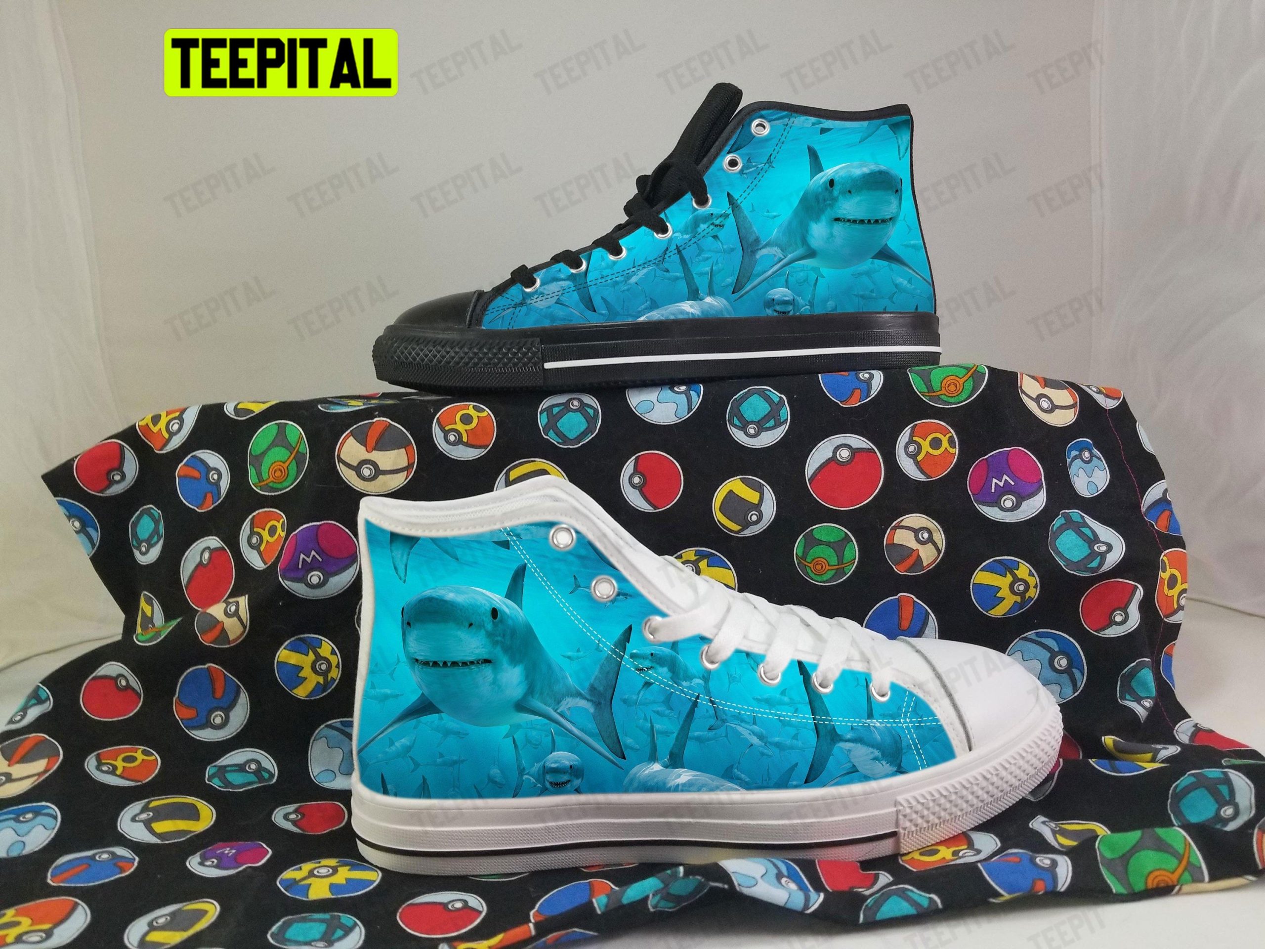 Sharks Adults High Top Canvas Shoes Sharks Adults High Top Canvas Shoes