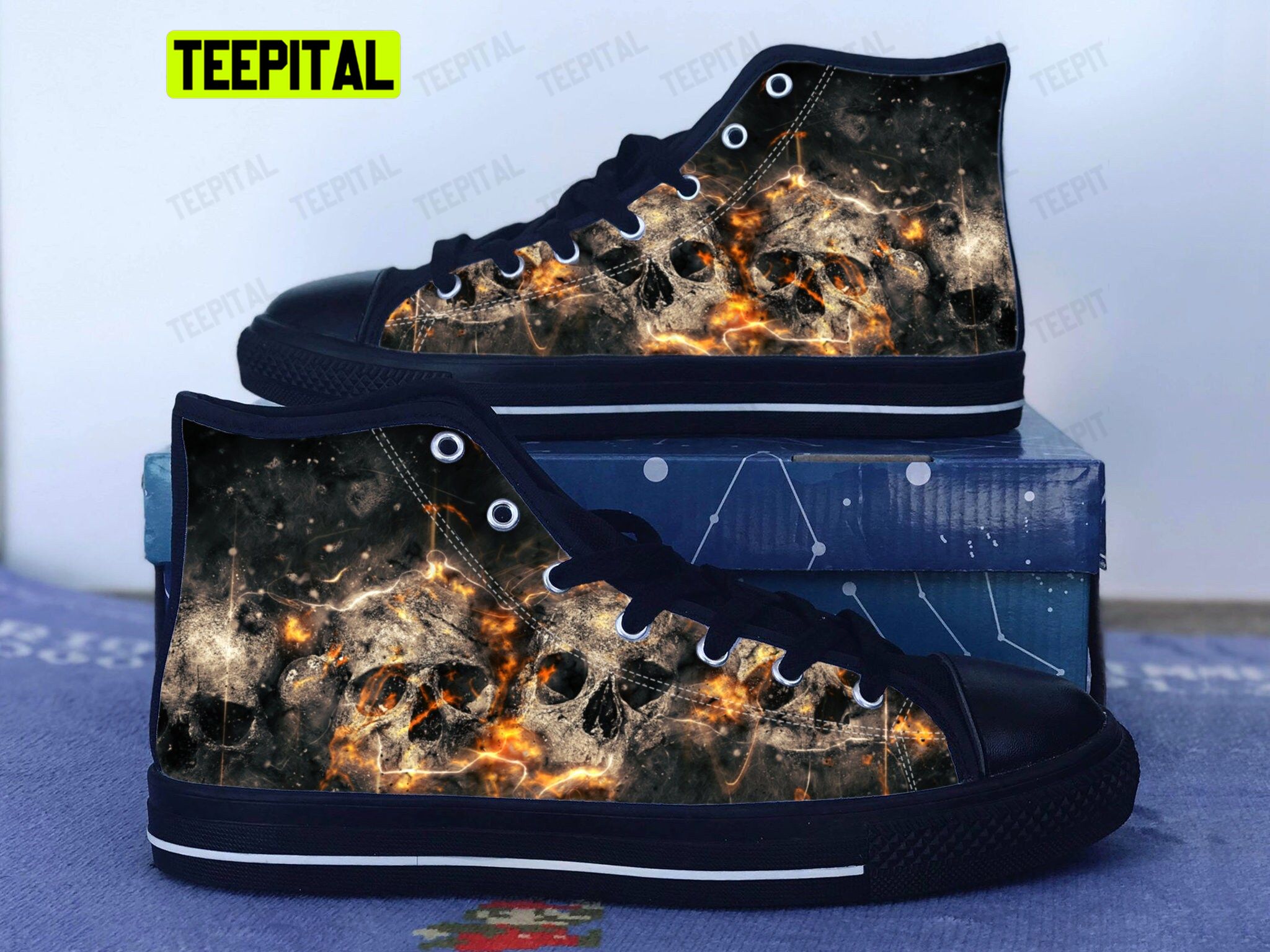 Skulls Horror Adults High Top Canvas Shoes Skulls Horror Adults High Top Canvas Shoes