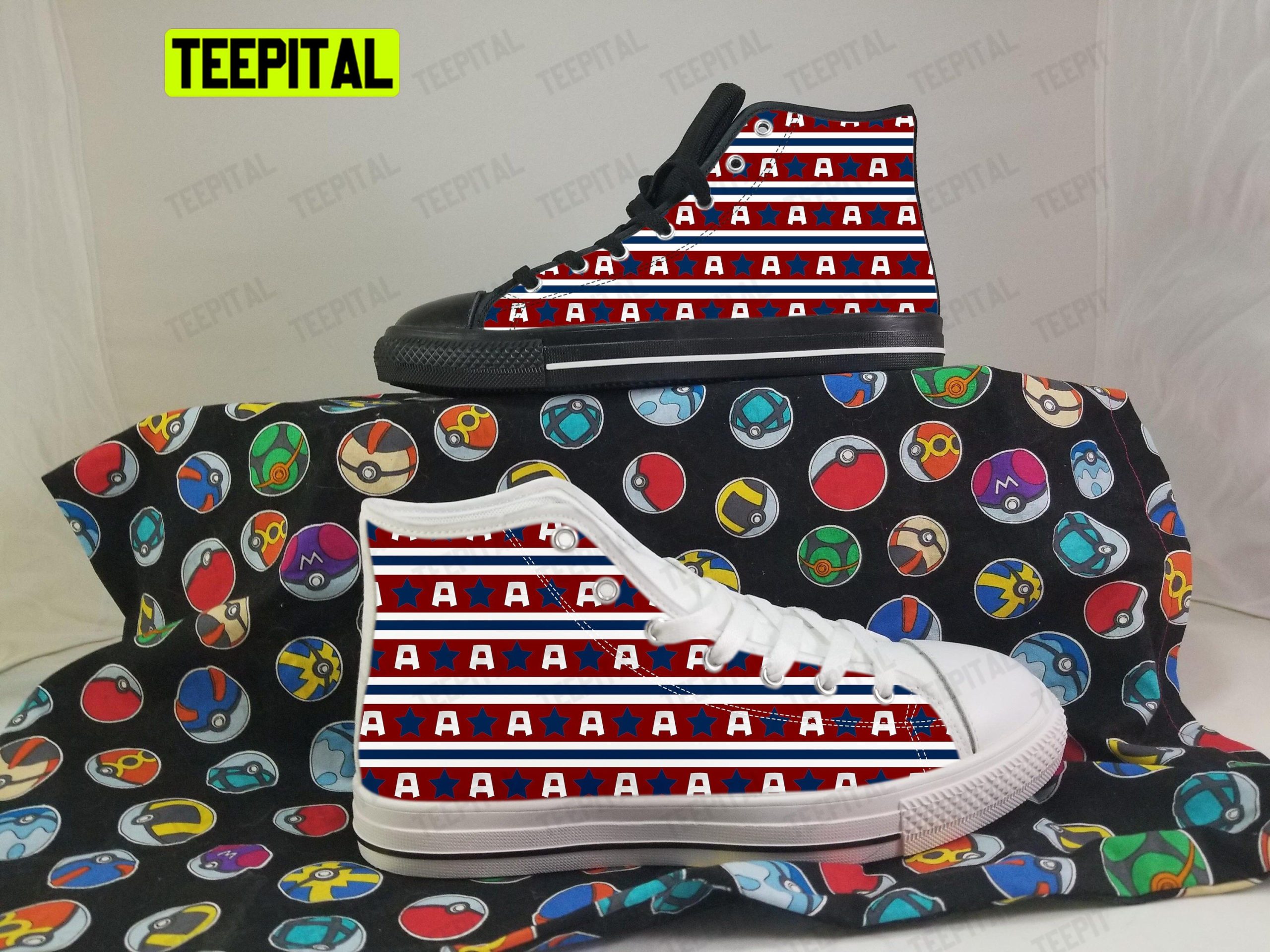 Stars And Stripes Captain America Adults High Top Canvas Shoes Stars And Stripes Captain America Adults High Top Canvas Shoes
