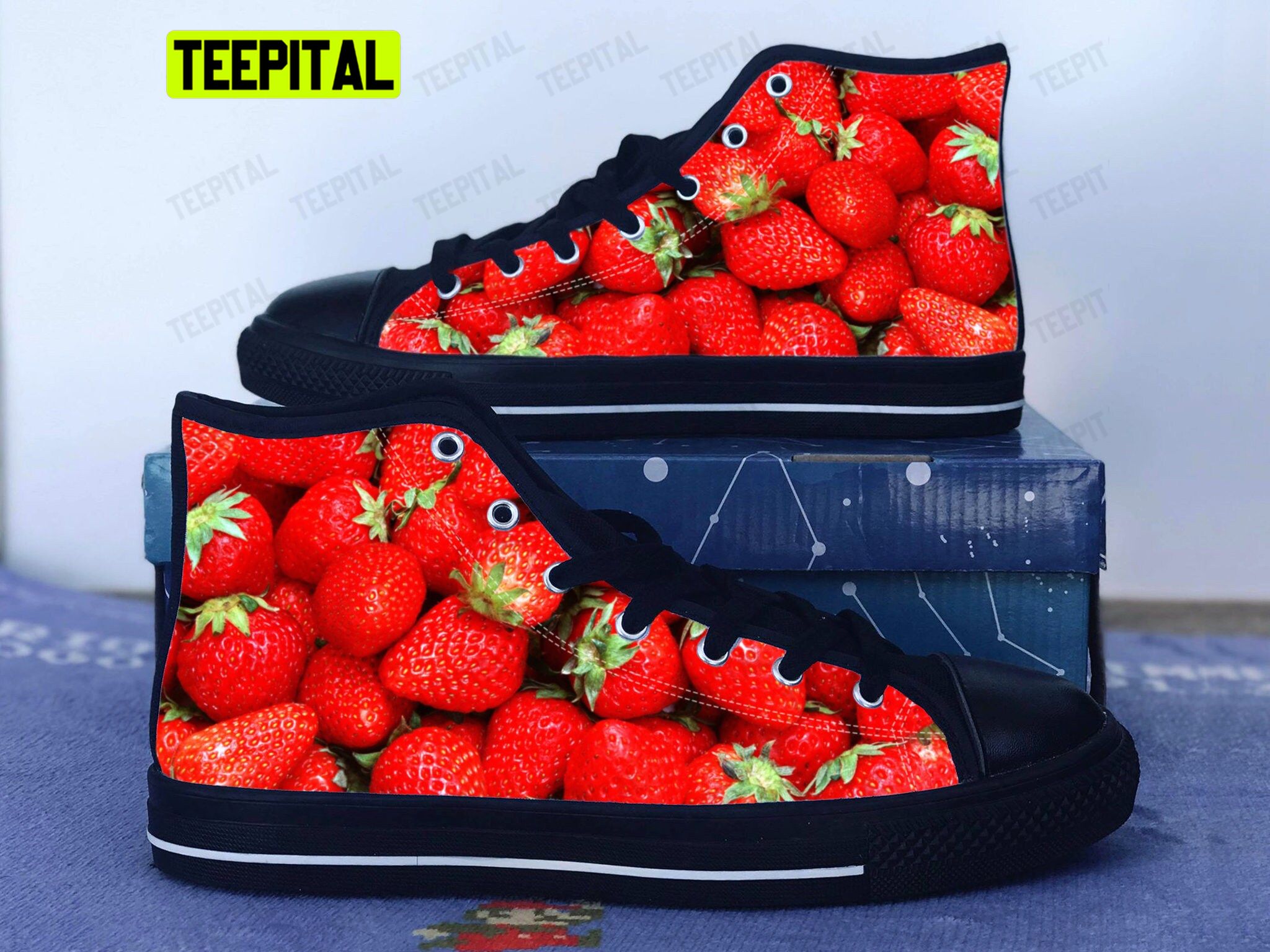 Strawberry Fruit Adults High Top Canvas Shoes Strawberry Fruit Adults High Top Canvas Shoes