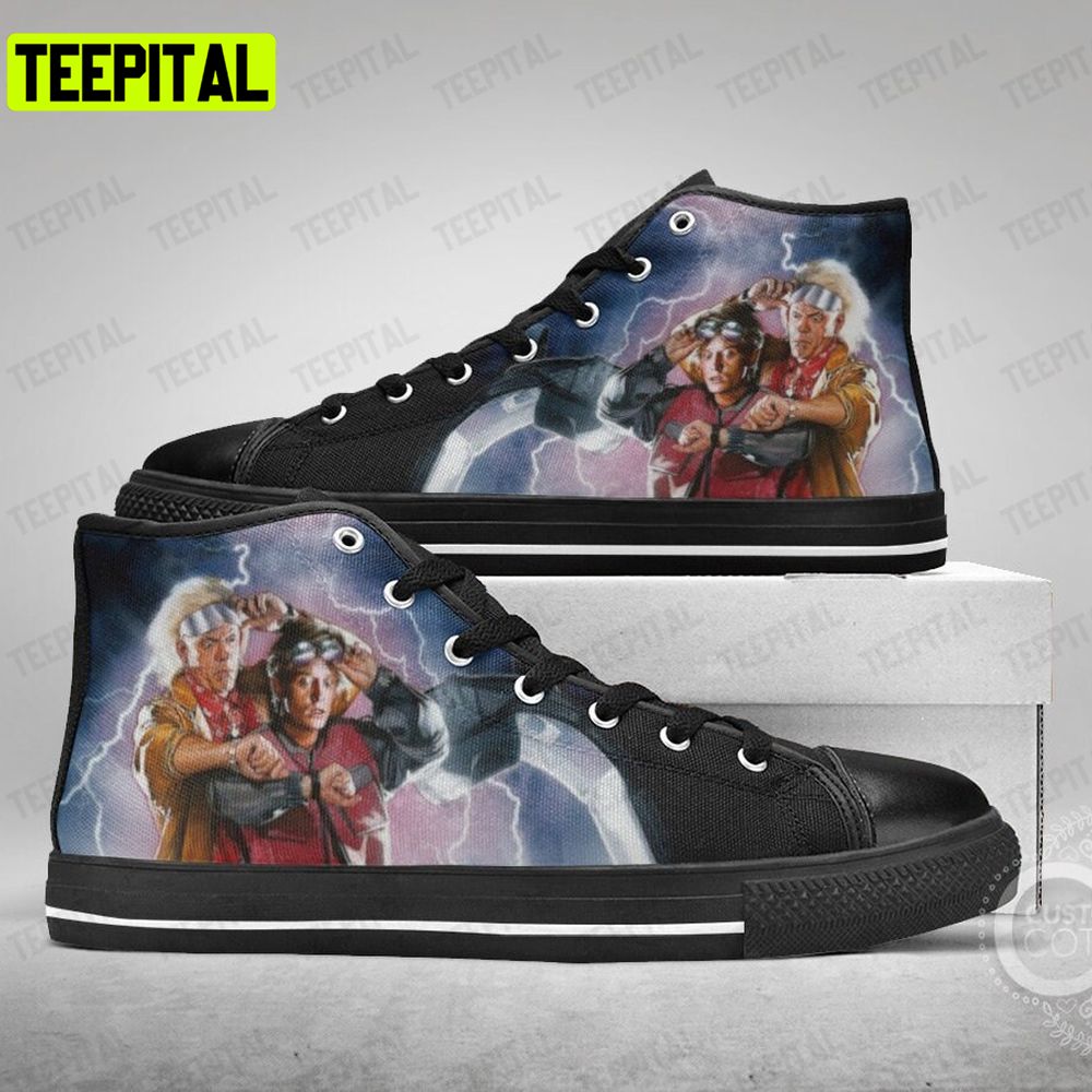 Time Traveller Adults High Top Canvas Shoes Time Traveller Adults High Top Canvas Shoes
