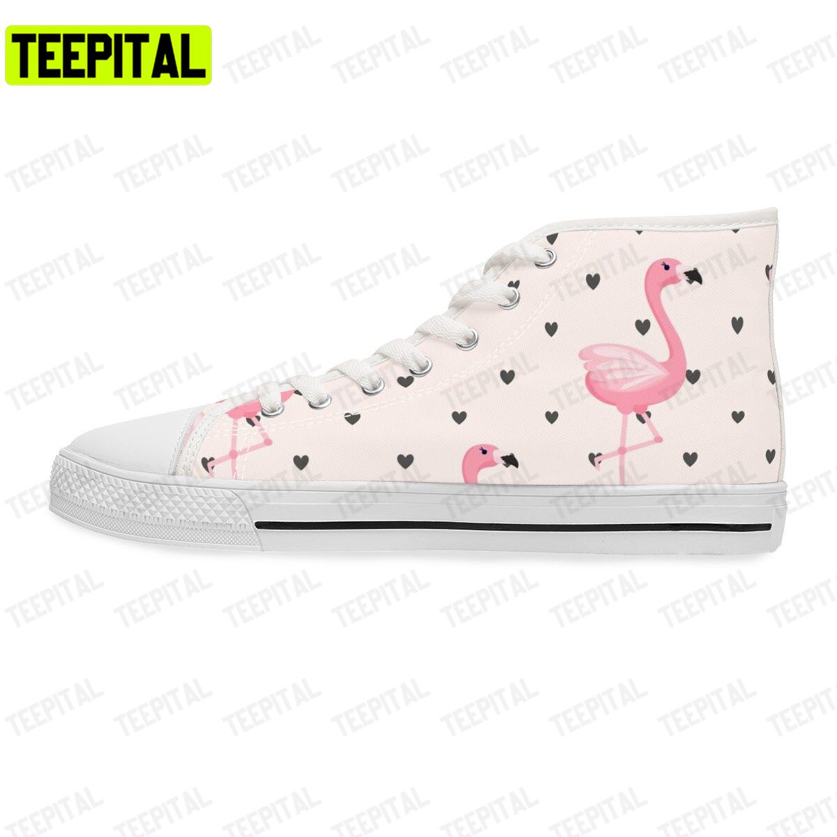 Tropical Flamingo Art Adults High Top Canvas Shoes Tropical Flamingo Art Adults High Top Canvas Shoes
