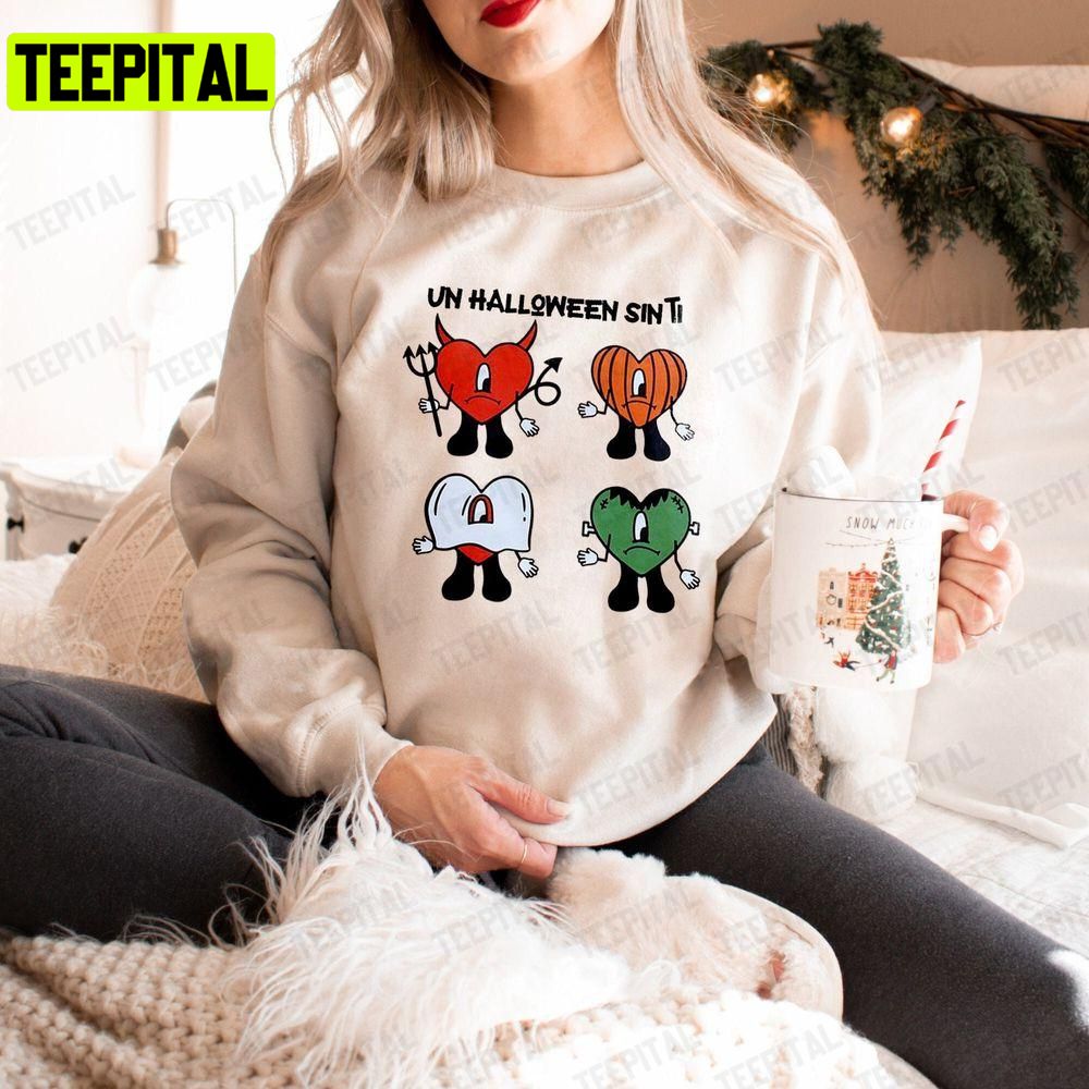 Bad Bunny Halloween Un Spooky Sin Ti Unisex T-Shirt Sweatshirt Hoodie Bad Bunny Halloween Un Spooky Sin Ti Unisex T-Shirt Sweatshirt Hoodie