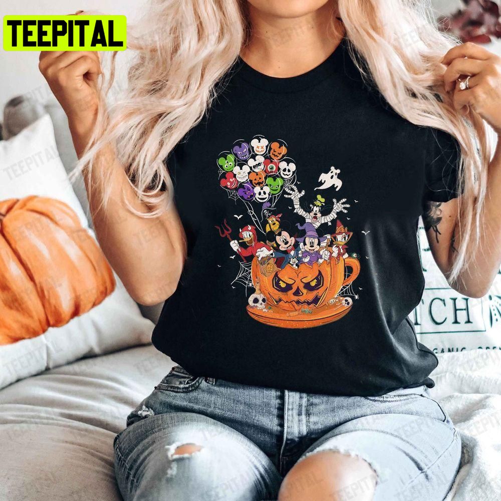 Disney Pumpkin Teacup Halloween Balloon Mickey And Friends Unisex T-Shirt Sweatshirt Hoodie Disney Pumpkin Teacup Halloween Balloon Mickey And Friends Unisex T-Shirt Sweatshirt Hoodie