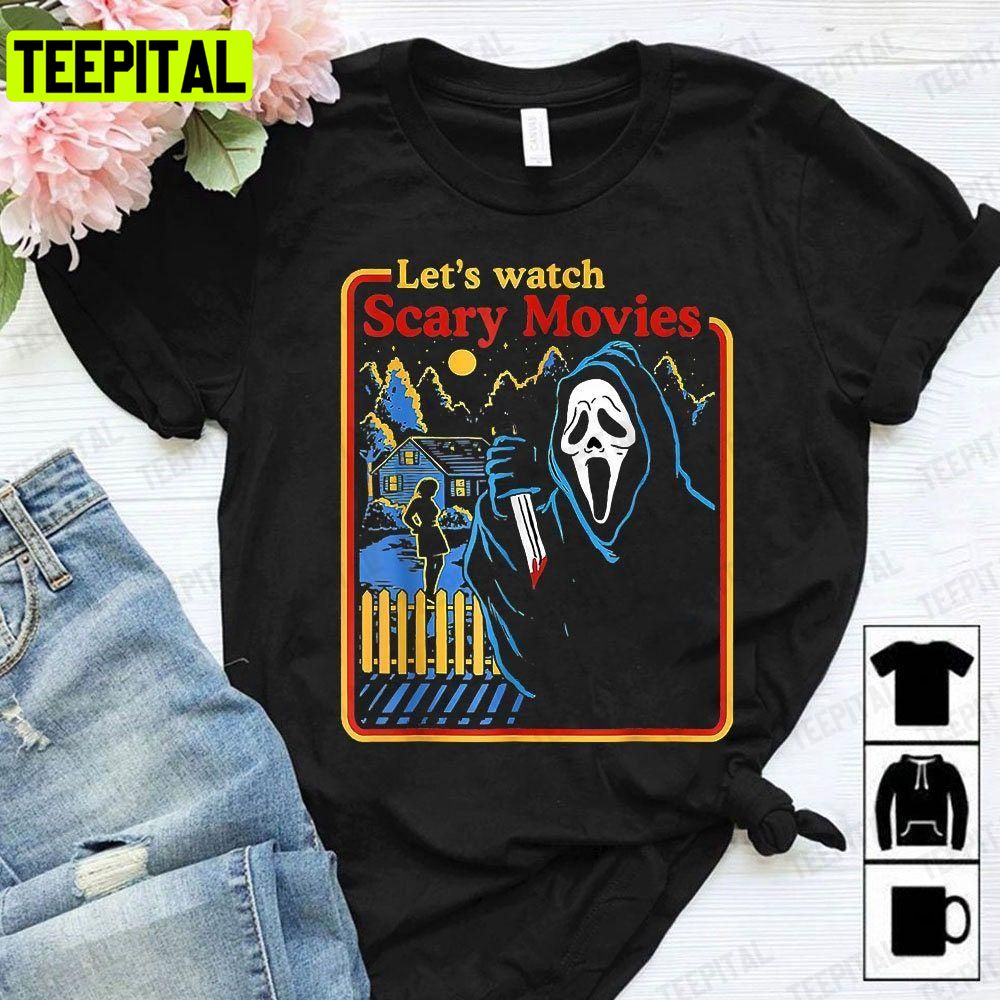 Halloween Costumes Lets Watch Scary Movies Scream Horror Unisex T-Shirt Sweatshirt Hoodie Halloween Costumes Lets Watch Scary Movies Scream Horror Unisex T-Shirt Sweatshirt Hoodie