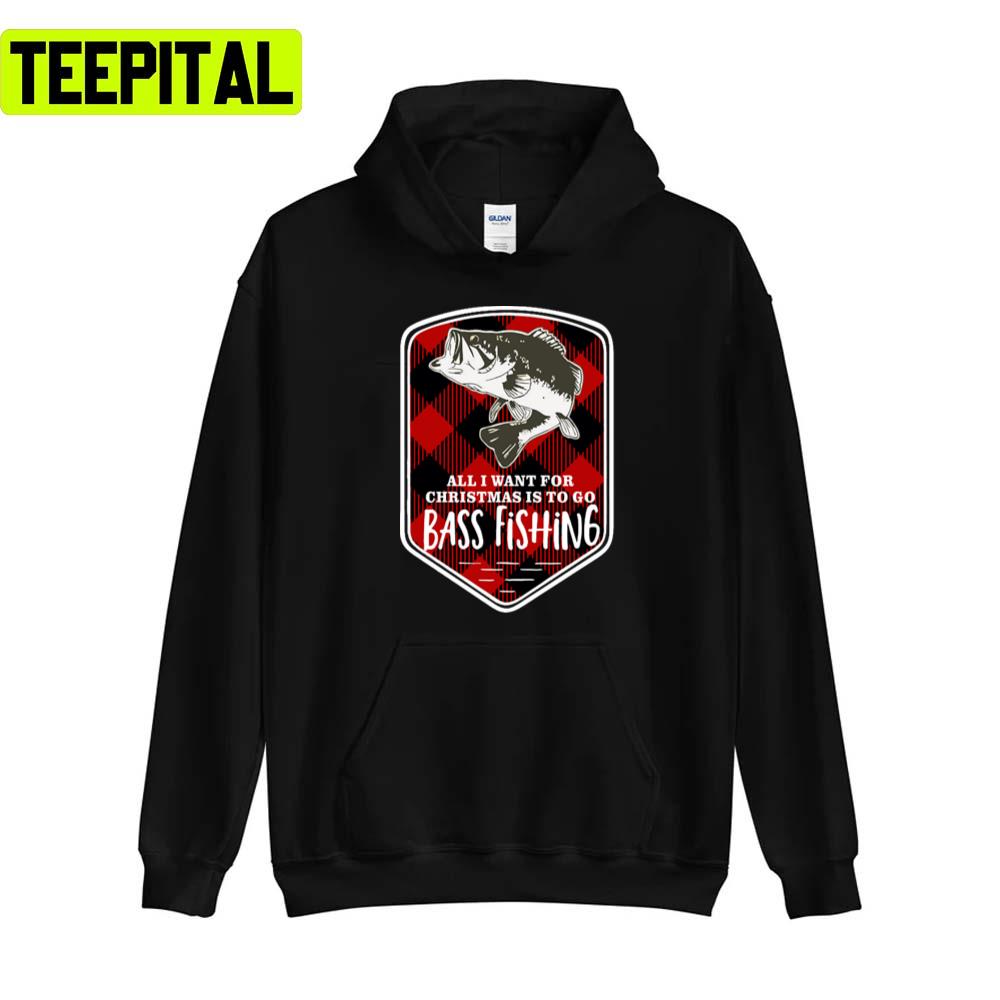 Bass Fishing All I Want Xmas Plaid Holiday Sweatshirt Bass Fishing All I Want Xmas Plaid Holiday Sweatshirt
