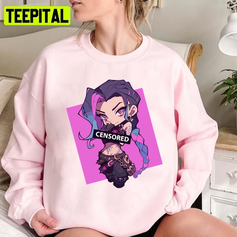 Censored Jinx Chibi Arcane Unisex Sweatshirt Censored Jinx Chibi Arcane Unisex Sweatshirt