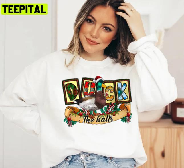Duck The Halls Duck Santa Claus Christmas Pajamas Unisex Sweatshirt Duck The Halls Duck Santa Claus Christmas Pajamas Unisex Sweatshirt