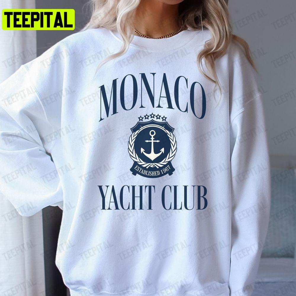 Monaco Yacht Club Vintage Retro Style Sailing Beach Pullover Travel Sailing Enthusiast Unisex T-Shirt Monaco Yacht Club Vintage Retro Style Sailing Beach Pullover Travel Sailing Enthusiast Unisex T-Shirt