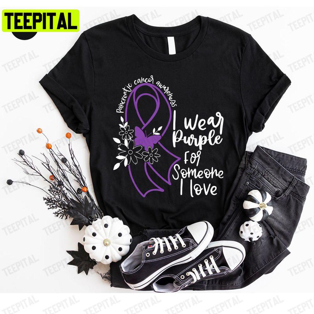 Pancreatic Cancer Survivor Purple Ribbon Unisex T-Shirt Pancreatic Cancer Survivor Purple Ribbon Unisex T-Shirt