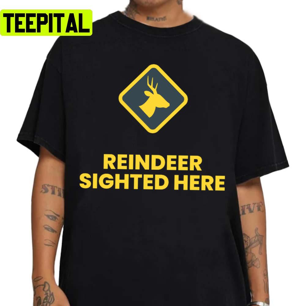 Reindeer Sighted Here Yellow Holiday Sweatshirt Reindeer Sighted Here Yellow Holiday Sweatshirt