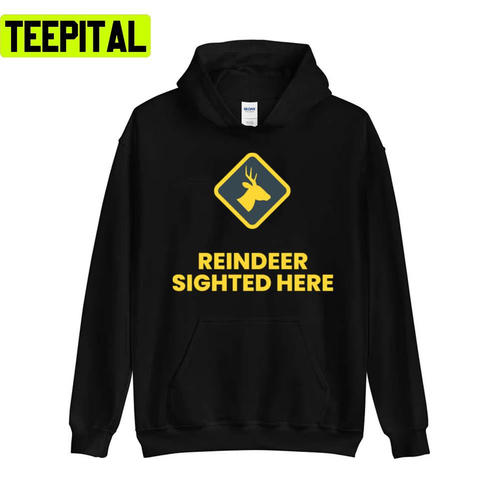 Reindeer Sighted Here Yellow Holiday Sweatshirt Reindeer Sighted Here Yellow Holiday Sweatshirt