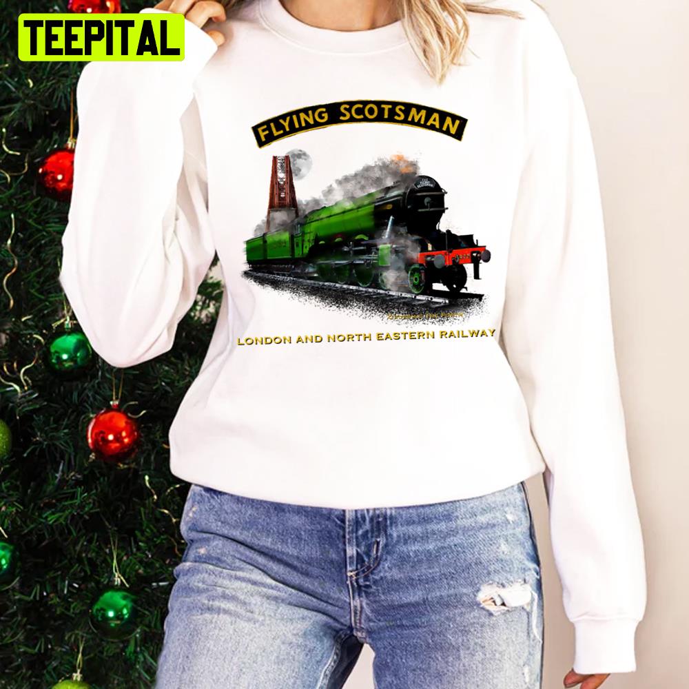 Steam Train The Flying Scotsman Crossing The Forth Motormaniac Holiday Sweatshirt Steam Train The Flying Scotsman Crossing The Forth Motormaniac Holiday Sweatshirt