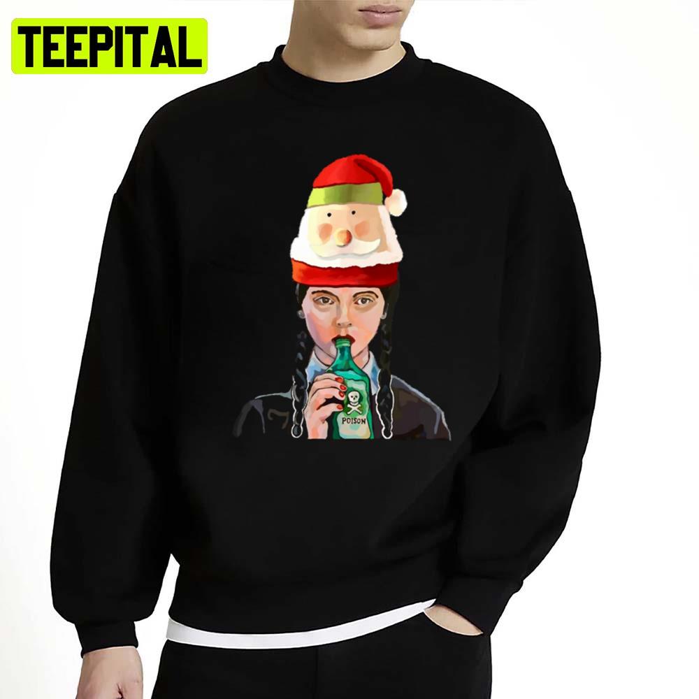 Wednesday Addams Coping With Christmas Hat Unisex Sweatshirt Wednesday Addams Coping With Christmas Hat Unisex Sweatshirt