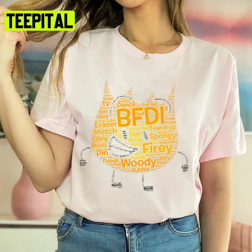 Bfdi Word Cloud Firey Shaped Unisex Sweatshirt Bfdi Word Cloud Firey Shaped Unisex Sweatshirt