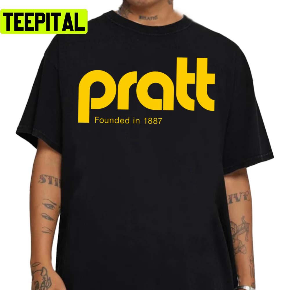 Pratt Retro Logo Black And Gold Unisex Sweatshirt Pratt Retro Logo Black And Gold Unisex Sweatshirt