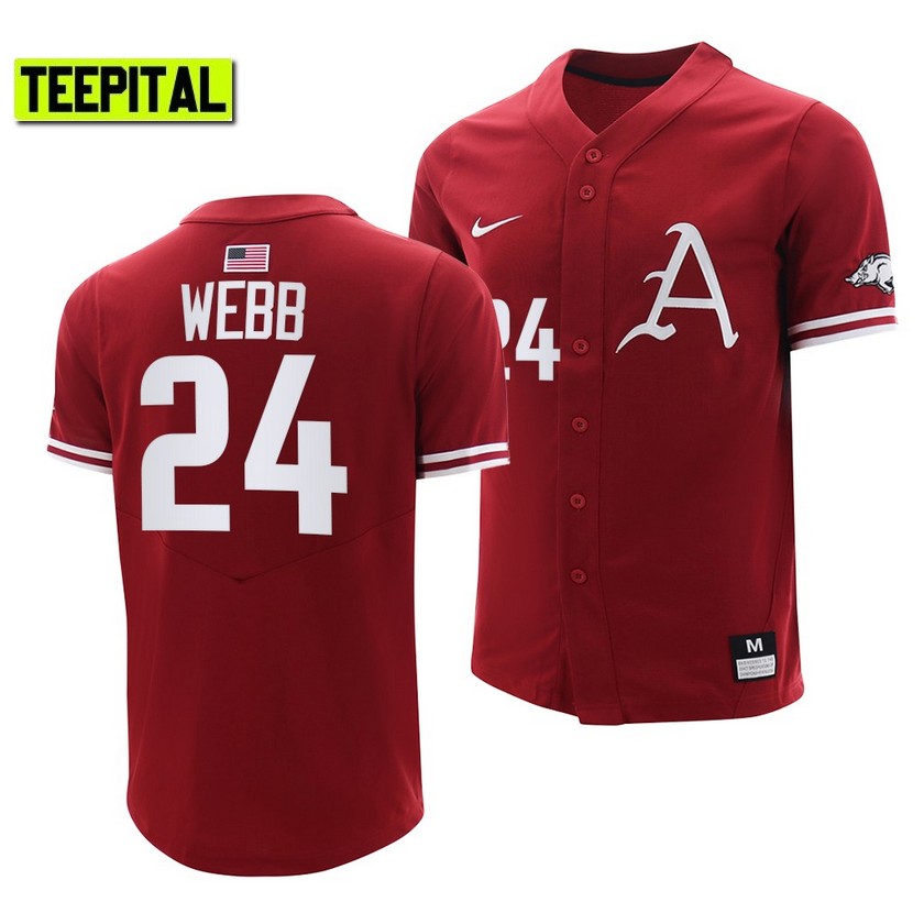 Arkansas Razorbacks Braydon Webb College Baseball Jersey Cardinal