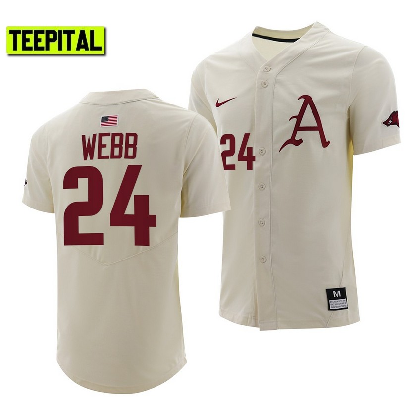 Arkansas Razorbacks Braydon Webb College Baseball Jersey Natural