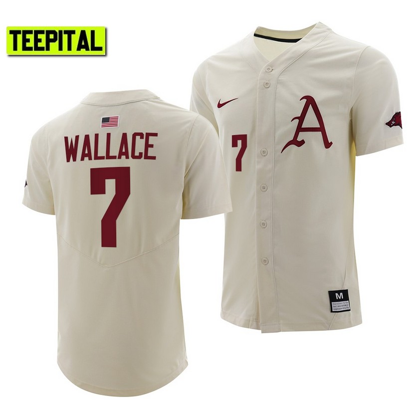 Arkansas Razorbacks Cayden Wallace College Baseball Jersey Natural