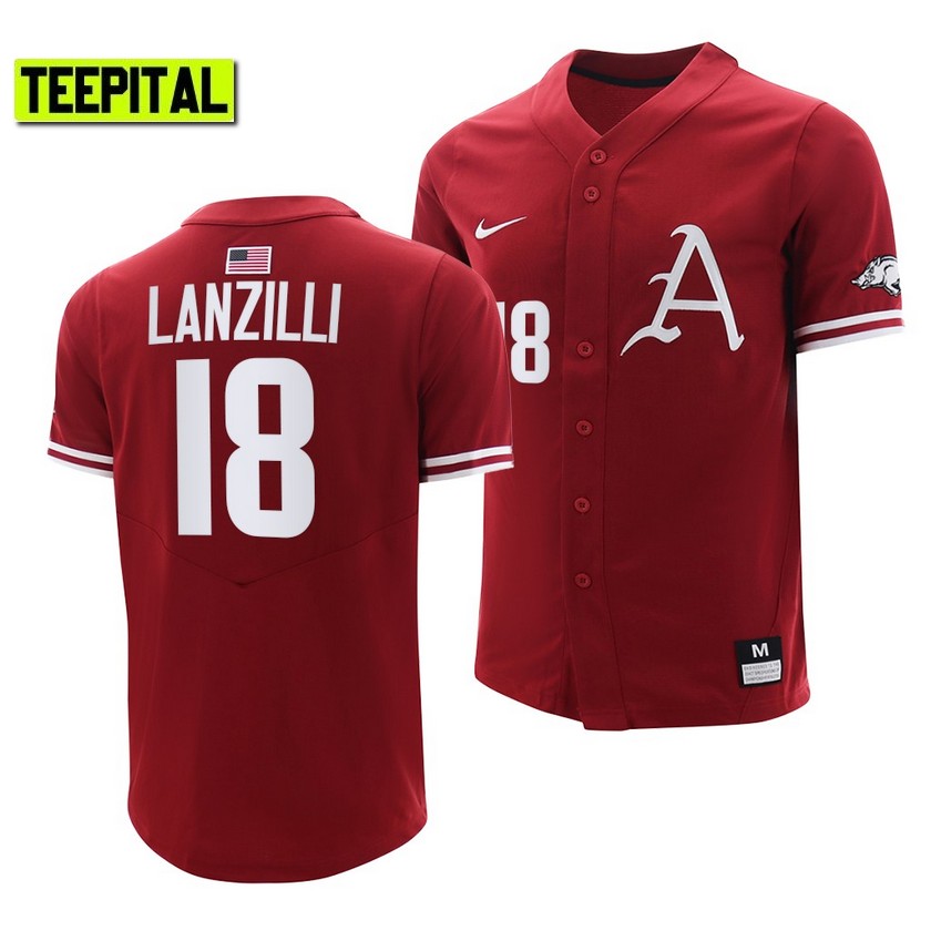 Arkansas Razorbacks Chris Lanzilli College Baseball Jersey Cardinal